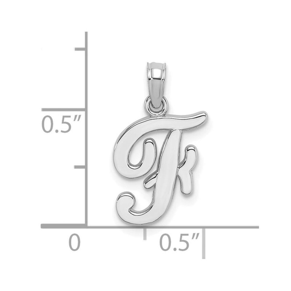 10k White Gold Polished F Script Initial Charm - image 3